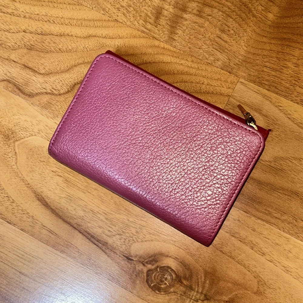 Authentic Miu Miu Goatskin Madras Bicolor Flap Wallet Fuoco Bruyere
